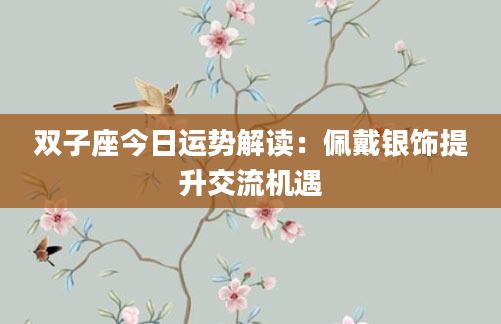双子座今日运势解读：佩戴银饰提升交流机遇
