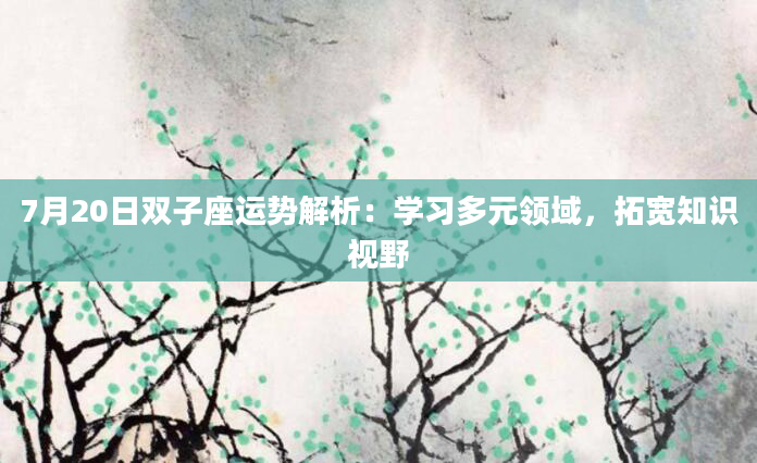 7月20日双子座运势解析：学习多元领域，拓宽知识视野