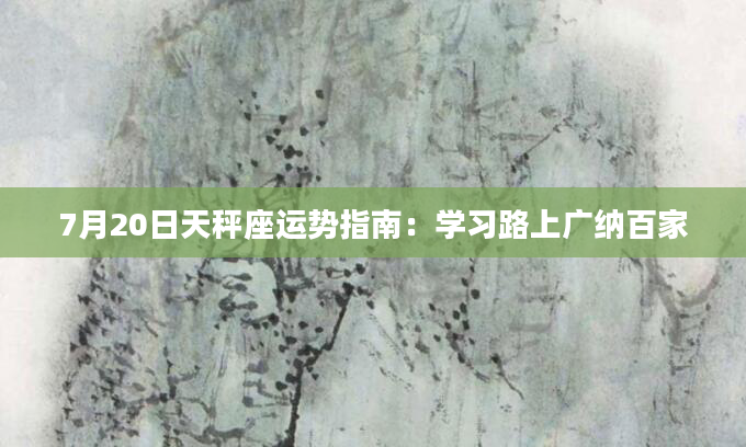 7月20日天秤座运势指南：学习路上广纳百家