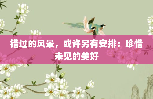 错过的风景，或许另有安排：珍惜未见的美好