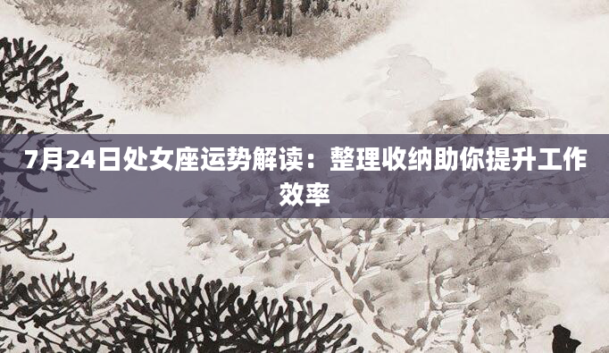 7月24日处女座运势解读：整理收纳助你提升工作效率