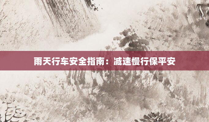 雨天行车安全指南：减速慢行保平安