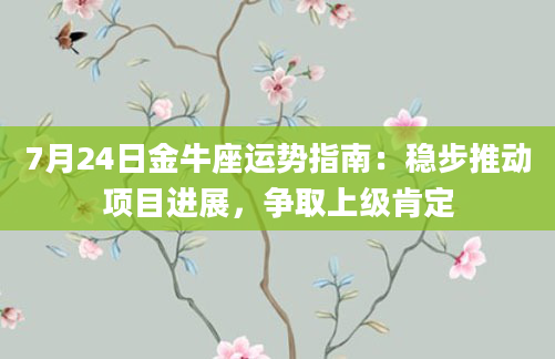 7月24日金牛座运势指南：稳步推动项目进展，争取上级肯定