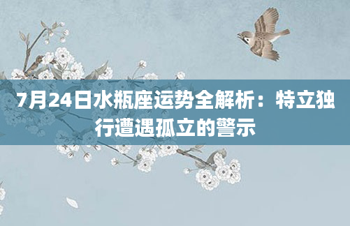 7月24日水瓶座运势全解析：特立独行遭遇孤立的警示