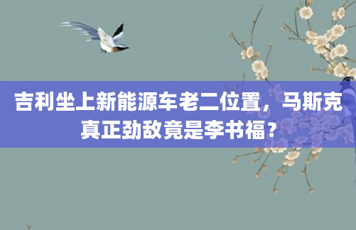 吉利坐上新能源车老二位置，马斯克真正劲敌竟是李书福？