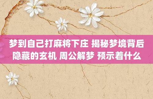梦到自己打麻将下庄 揭秘梦境背后隐藏的玄机 周公解梦 预示着什么