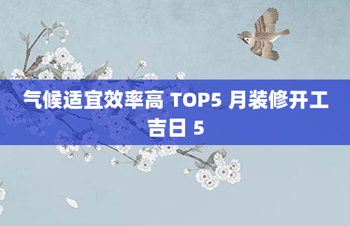 气候适宜效率高 TOP5 月装修开工吉日 5