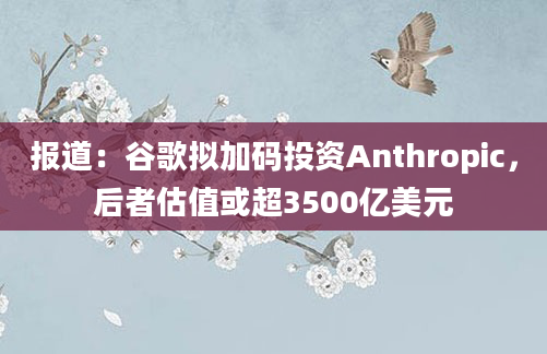 报道:谷歌拟加码投资Anthropic,后者估值或超3500亿美元