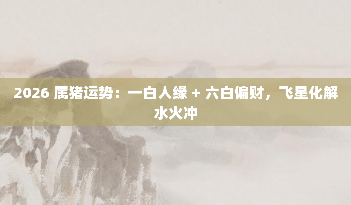 2026 属猪运势:一白人缘 + 六白偏财,飞星化解水火冲