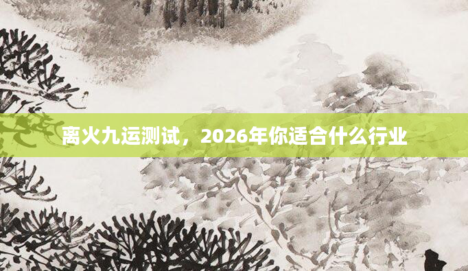 离火九运测试,2026年你适合什么行业