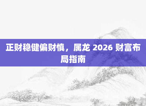 正财稳健偏财慎,属龙 2026 财富布局指南