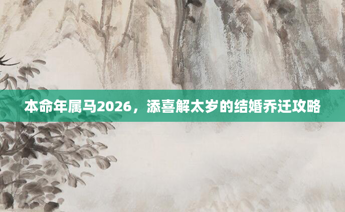 本命年属马2026,添喜解太岁的结婚乔迁攻略