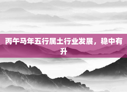 丙午马年五行属土行业发展,稳中有升