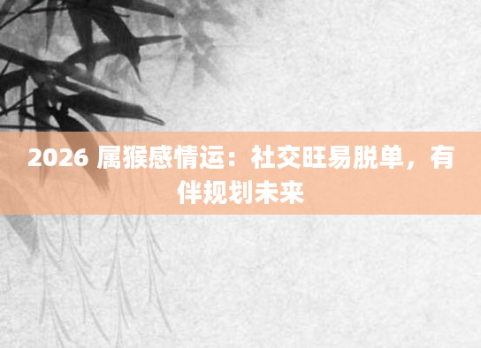 2026 属猴感情运:社交旺易脱单,有伴规划未来