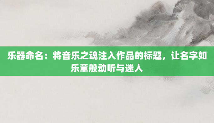 乐器命名:将音乐之魂注入作品的标题,让名字如乐章般动听与迷人
