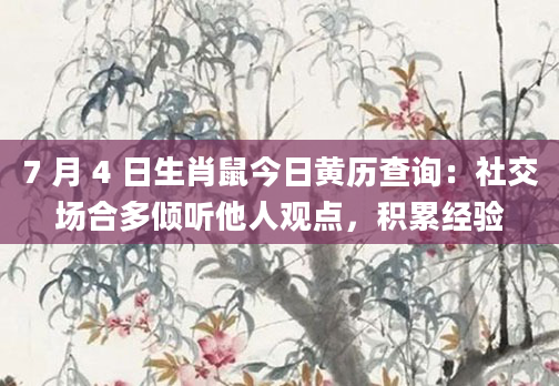 7 月 4 日生肖鼠今日黄历查询:社交场合多倾听他人观点,积累经验