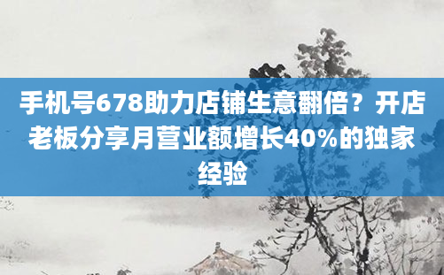 手机号678助力店铺生意翻倍?开店老板分享月营业额增长40%的独家经验