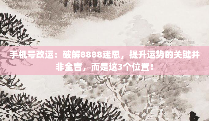 手机号改运:破解8888迷思,提升运势的关键并非全吉,而是这3个位置!