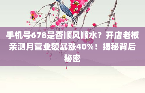 手机号678是否顺风顺水?开店老板亲测月营业额暴涨40%!揭秘背后秘密