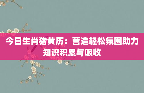 今日生肖猪黄历:营造轻松氛围助力知识积累与吸收