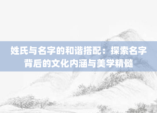 姓氏与名字的和谐搭配:探索名字背后的文化内涵与美学精髓