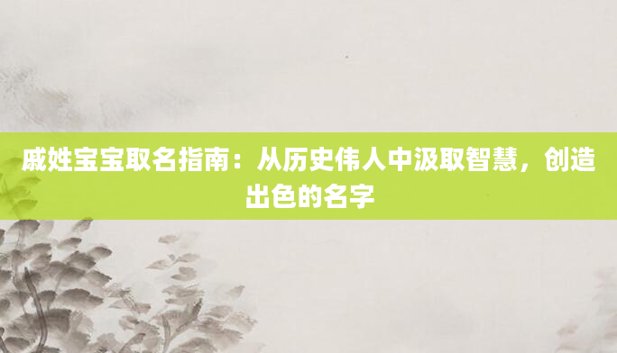 戚姓宝宝取名指南:从历史伟人中汲取智慧,创造出色的名字