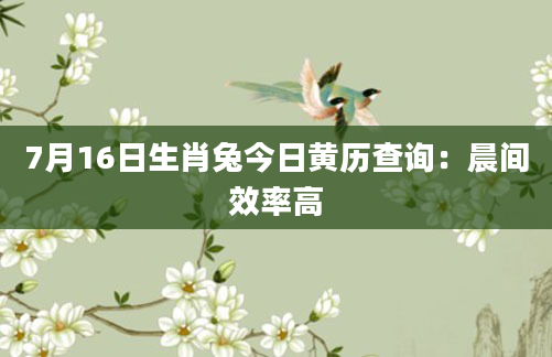 7月16日生肖兔今日黄历查询:晨间效率高
