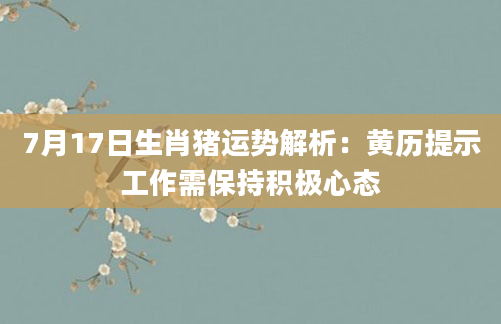 7月17日生肖猪运势解析:黄历提示工作需保持积极心态
