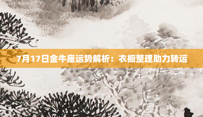 7月17日金牛座运势解析:衣橱整理助力转运