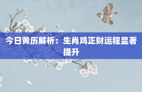今日黄历解析:生肖鸡正财运程显著提升
