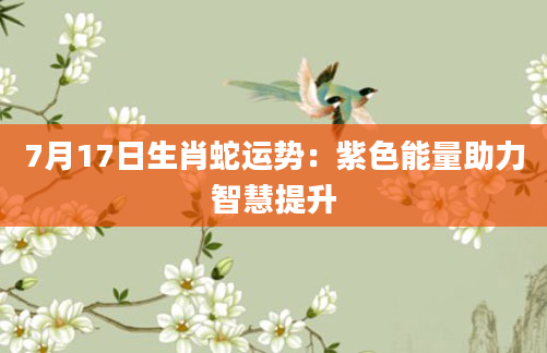 7月17日生肖蛇运势:紫色能量助力智慧提升