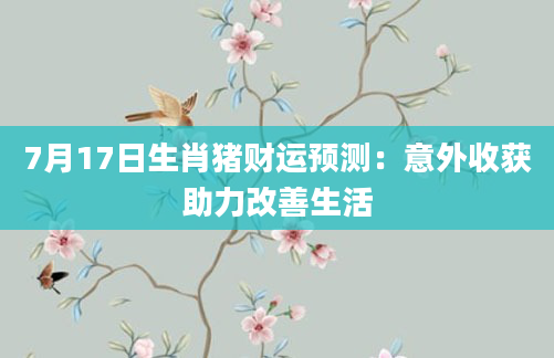 7月17日生肖猪财运预测:意外收获助力改善生活