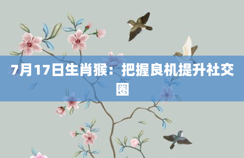 7月17日生肖猴:把握良机提升社交圈