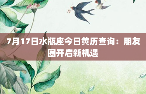 7月17日水瓶座今日黄历查询:朋友圈开启新机遇