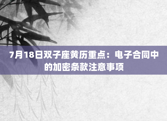 7月18日双子座黄历重点:电子合同中的加密条款注意事项