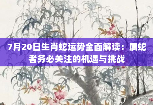 7月20日生肖蛇运势全面解读:属蛇者务必关注的机遇与挑战