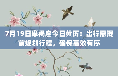 7月19日摩羯座今日黄历:出行需提前规划行程,确保高效有序