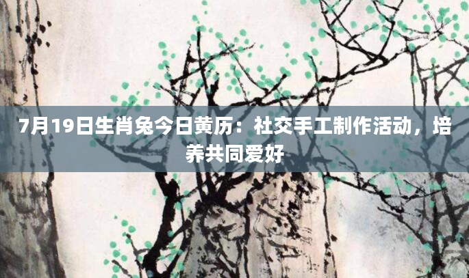 7月19日生肖兔今日黄历:社交手工制作活动,培养共同爱好