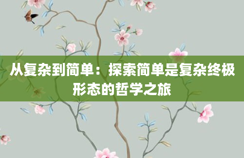 从复杂到简单:探索简单是复杂终极形态的哲学之旅