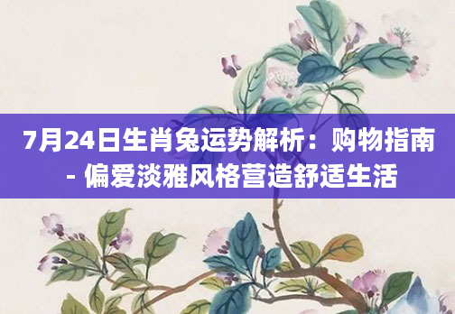 7月24日生肖兔运势解析:购物指南 - 偏爱淡雅风格营造舒适生活